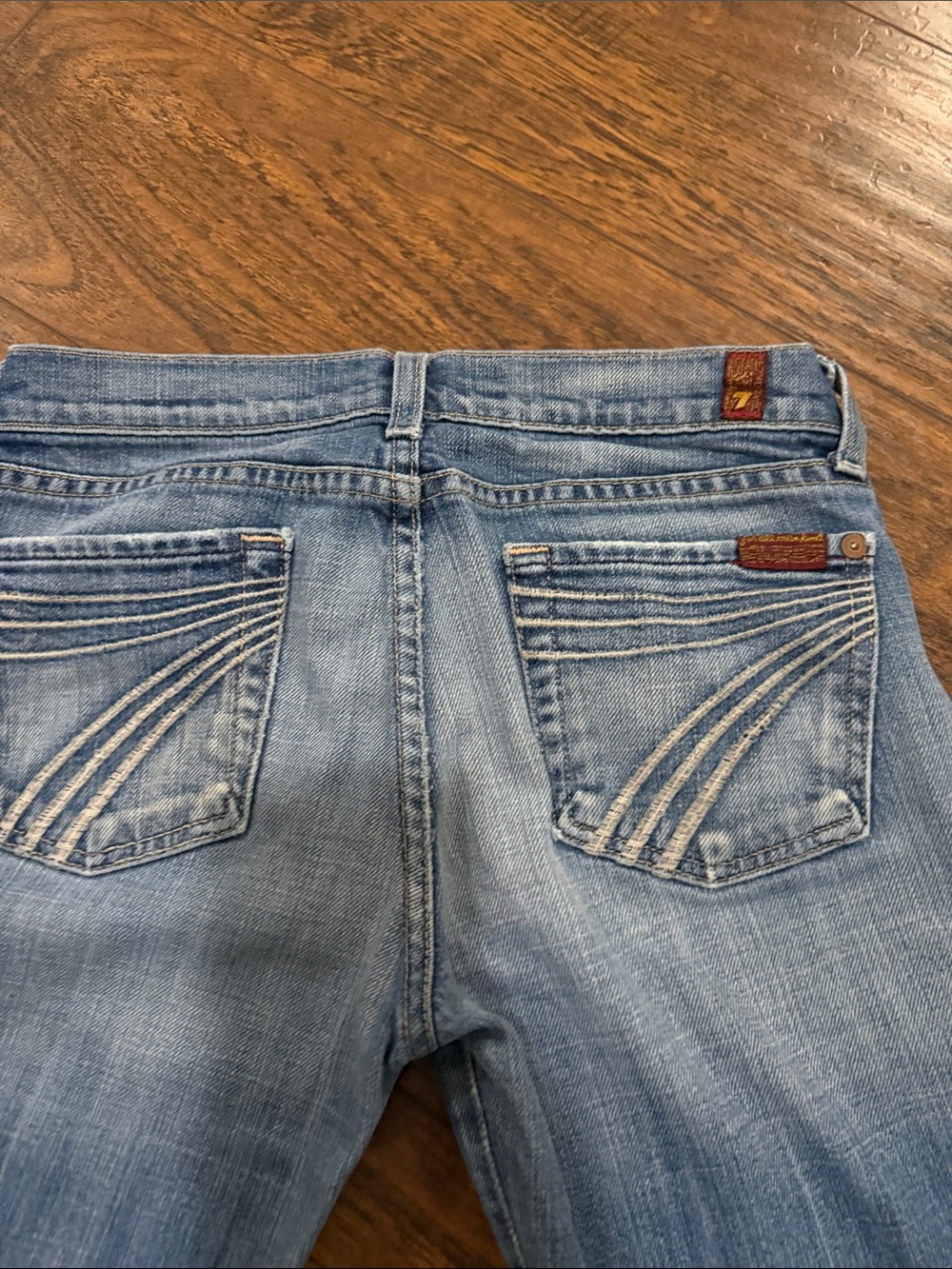 7 For All Mankind Light Blue Flared Wide-Leg Jeans - Picture 7 of 12